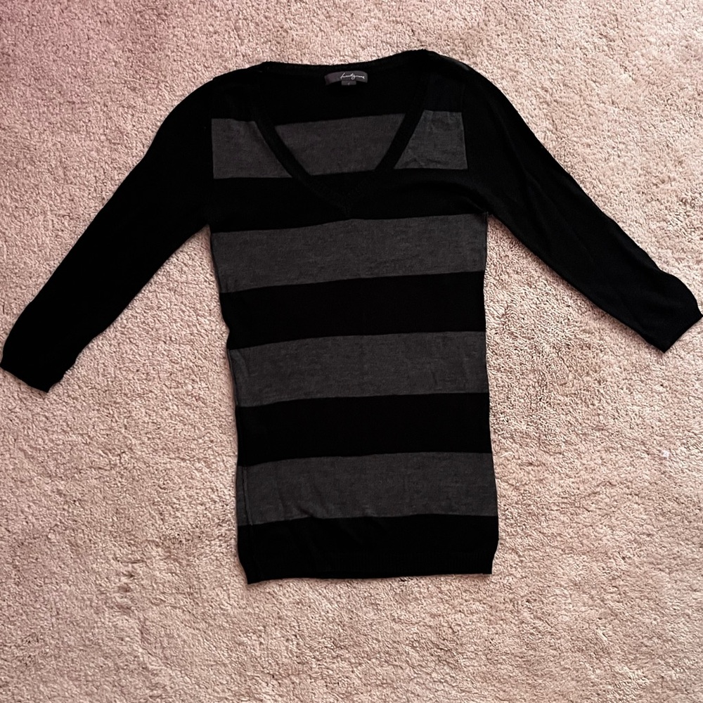 Black and Gray Striped Long Sleeve